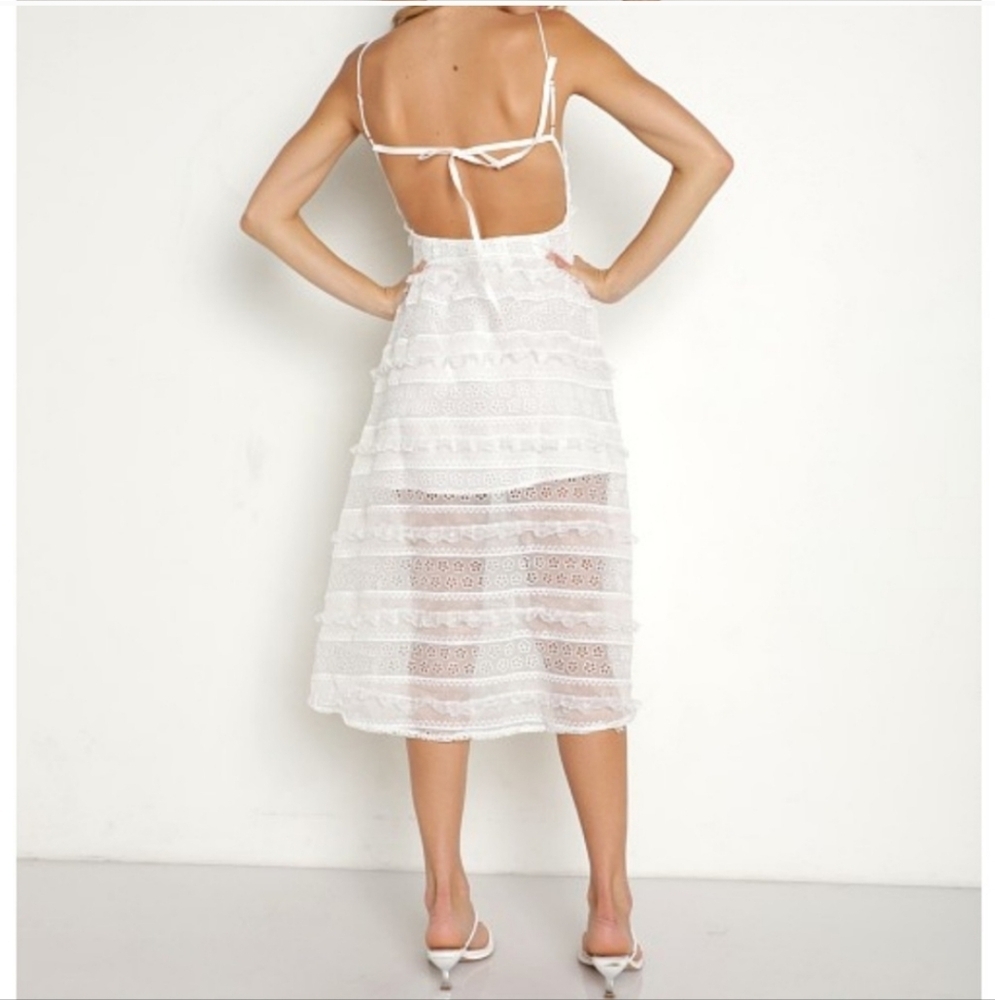 For Love And Lemons Cameron White Eyelet Midi Dress Size Large NWT! - Picture 3 of 7